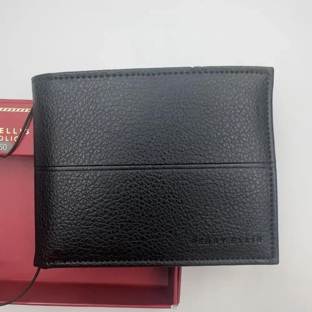 Perry Ellis Portfolio Wallet Mens Black Leather Bifold Holiday Passcase